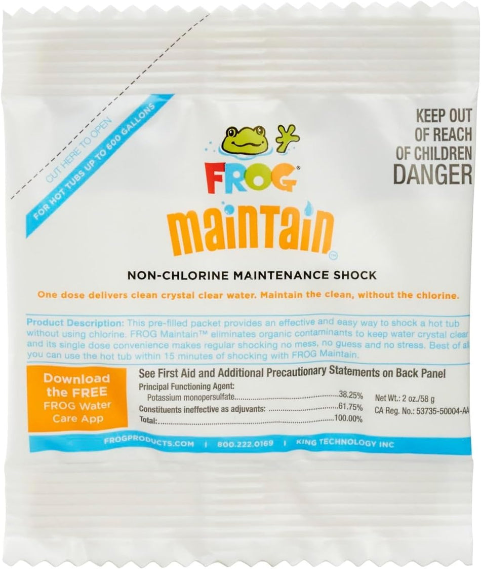FROG Maintain for Hot Tubs Non-Chlorine Shock Treatment, Single-Dose Packets, Compatible with All FROG Sanitizing Systems
