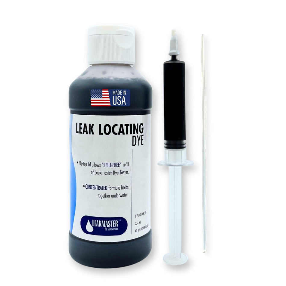 Pool Leak Detection Kit – Leakmaster Blue Dye (8 oz) with Reusable Syringe for Pools, Spas & Hot Tubs