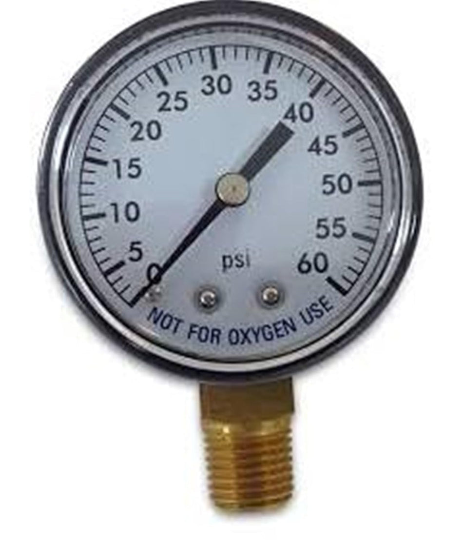 Super Pro 81060BU Pool Spa Filter Water Pressure Gauge, 0-60 PSI, Bottom Mount, 1/4-Inch Pipe Thread