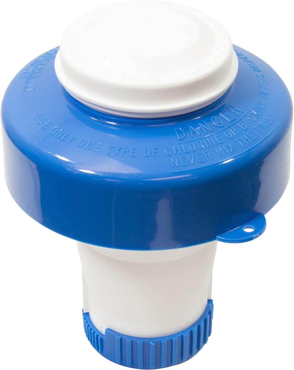 Rainbow R171130 Floating Pool & Spa Chlorine Dispenser – Holds 11 oz of 1" Tablets, Blue & White