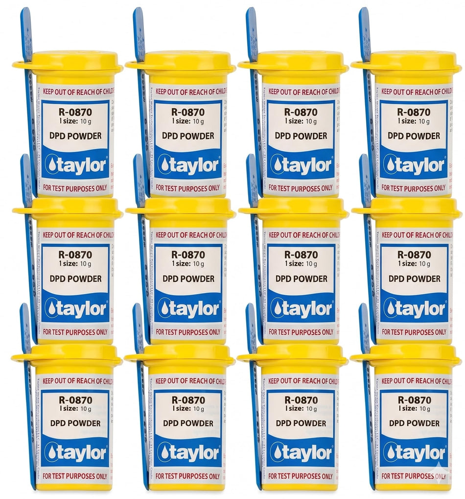 Taylor Technologies R-0870-I DPD Powder (10g), 12-Pack | Bulk Replacement Reagent for FAS-DPD Free Chlorine Testing | Professional Grade Pool & Spa Water Tester Refill