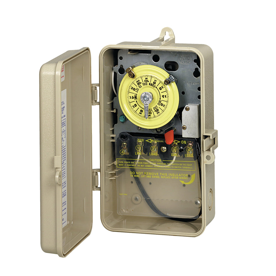 Intermatic T104P201 24-Hour Mechanical Time Switch 208-277V DPST – Pool Heater Timer with Type 3R Enclosure