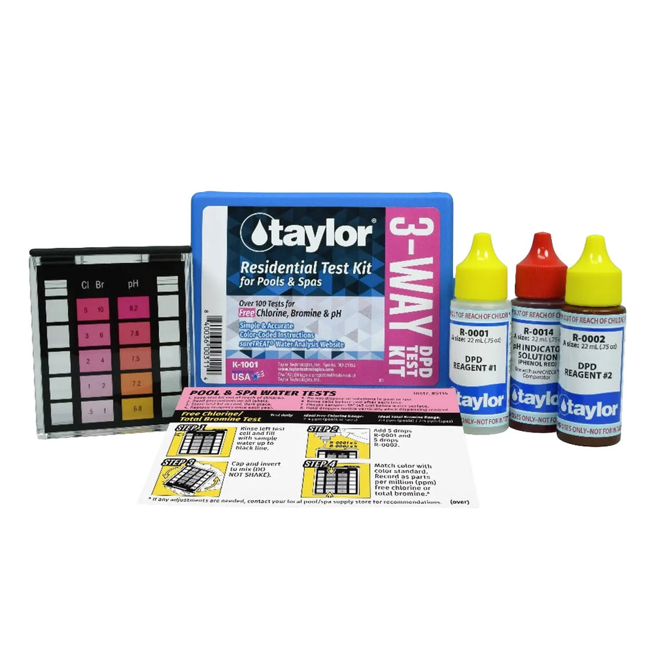 Taylor 3-Way Oto Test Kit For Total Chlorine, Bromine, Ph | K-1000