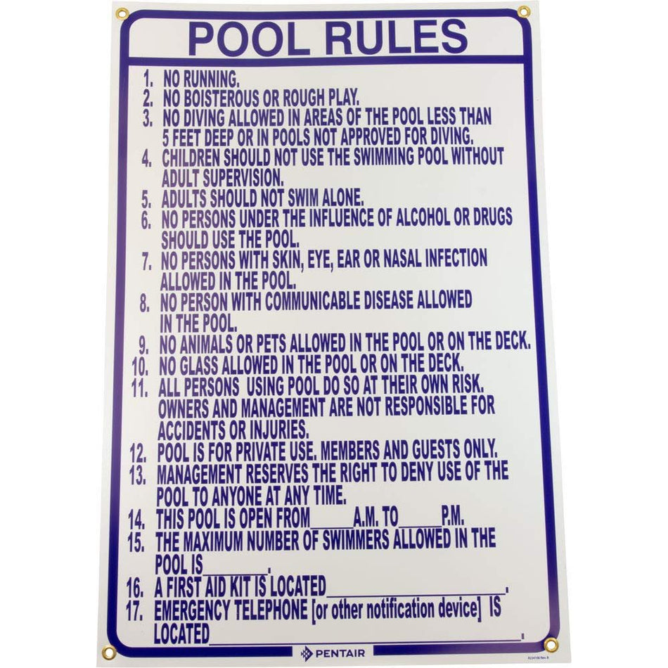 Pen Sign Pool Rules 24X36 R234100