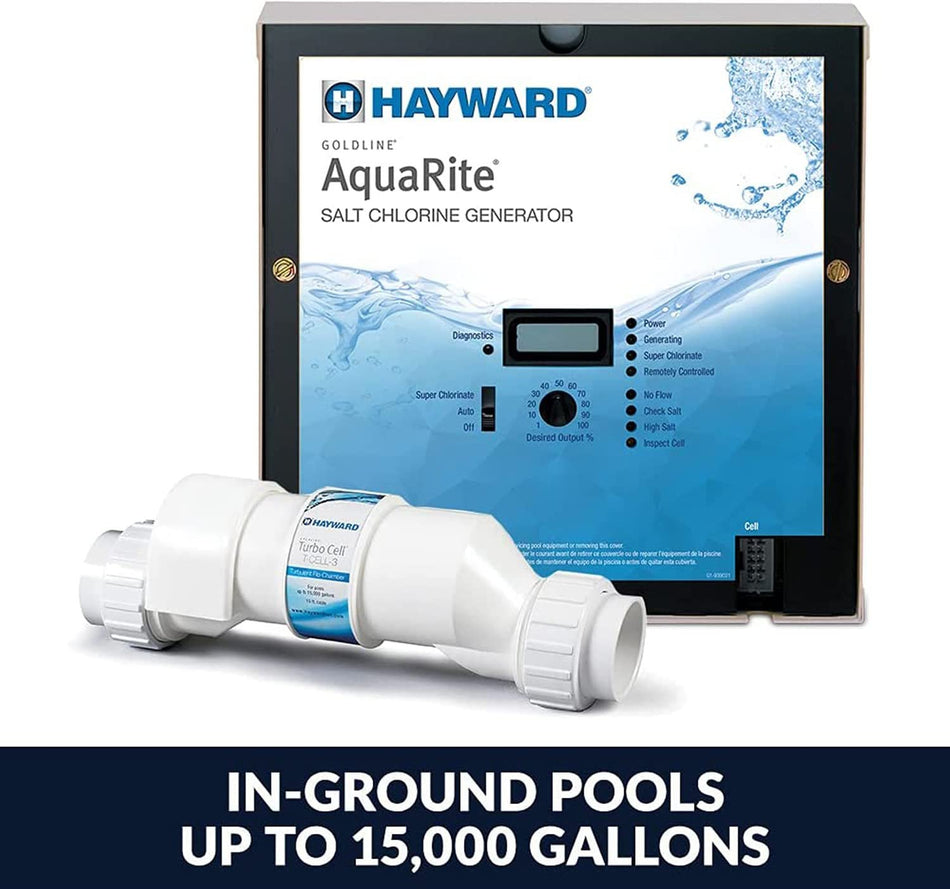 Hayward W3AQR3 AquaRite Salt Chlorination System for In-Ground Pools up to 15,000 Gallons